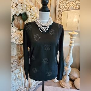 New with Tags Black Sweater with Gunmetal Sequin detail. XL